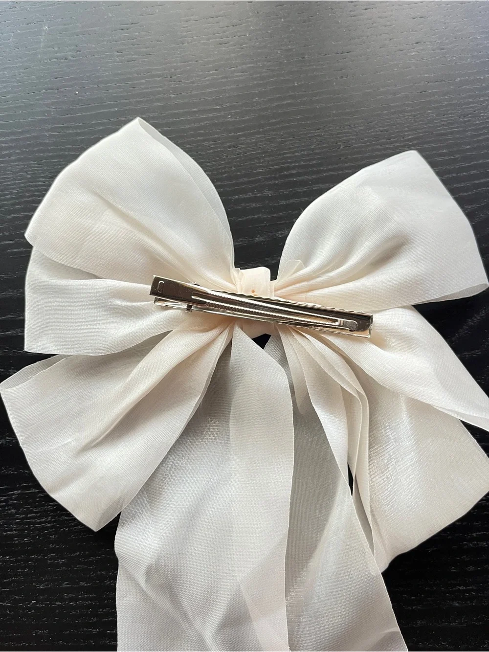Elegant Cream Large Bow Hair Clip Sheer Organza Coquette Aesthetic